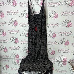 Angie dress long maxi boho smocked back Black and White Floral Dress tassle